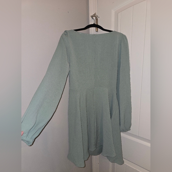 Asymmetrical Sage Green Cutout Dress - Women - Picture 5 of 6